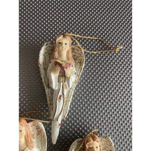 Vintage Plaster Angel Ornaments Set of 6 | Praying & Singing Angels 1990s - Picture 3 of 9